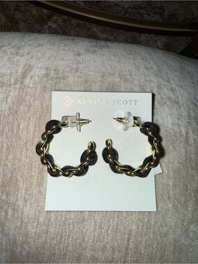 Kendra Scott Black and Gold Braided Hoop Earrings